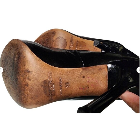 Jimmy Choo Anouk 120 Black Patent Leather Stiletto Pumps Size EU 39 - Picture 7 of 8
